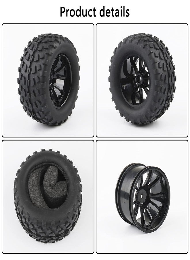 Rowiz 4X RC 1/10 Scale Monster Truck Tires Gravel Tread w/ 5 Spokes Wheel Rim Black RC Parts for Stampede HSP Redcat Volcano XTE PRO etc - Image 4
